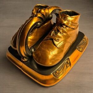 Antique VTG Bronze Copper Baby Shoe Bootie Keepsake Bookends Nursery Decor Heavy